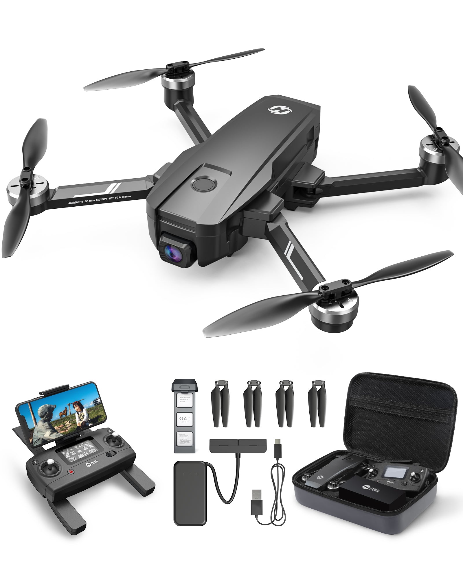 ドローン カメラ付き 屋外 Holy Stone GPS搭載 リモートID内蔵 4K